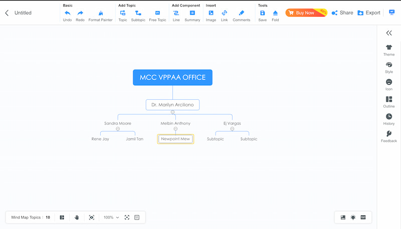 Mindonamap اضافه کردن موضوعات