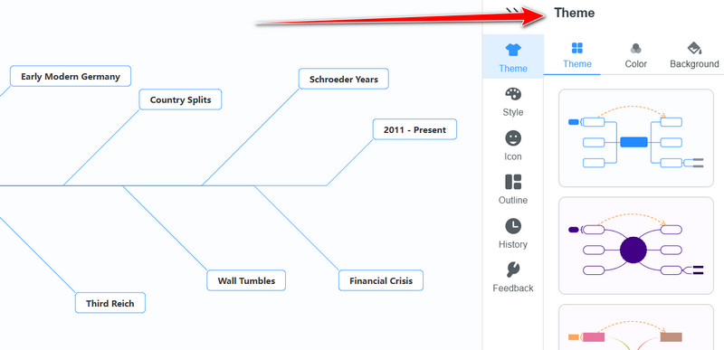 원하는 테마를 선택하세요 Mindonmap