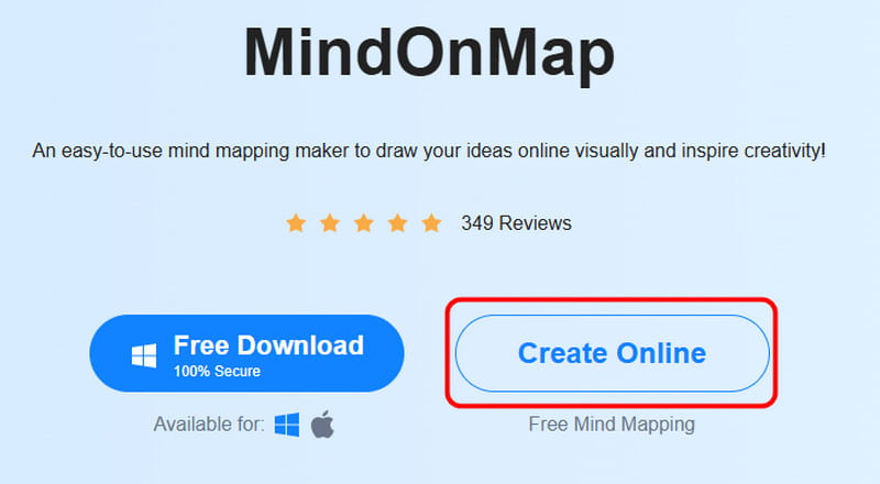 Fai clic su Crea Mindonmap online