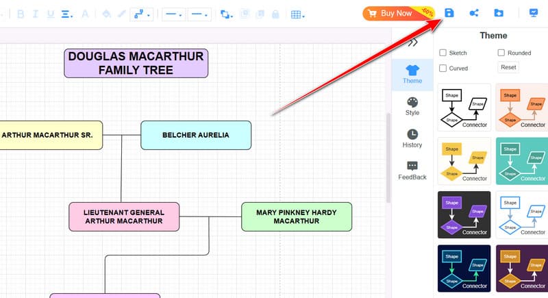 Salva l'albero genealogico Macarthur Mindonmap