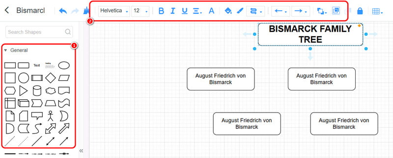 Tạo Mindonmap cây phả hệ gia đình Bismarck