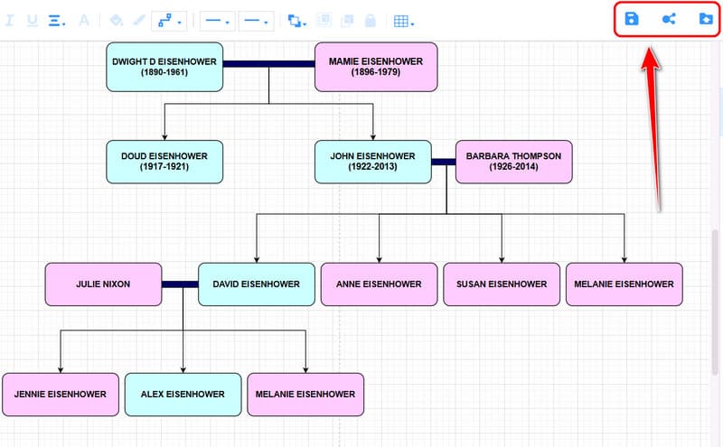 Salva l'albero genealogico finale Mindonmap