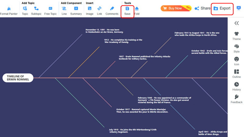 保存时间线 Mindonmap