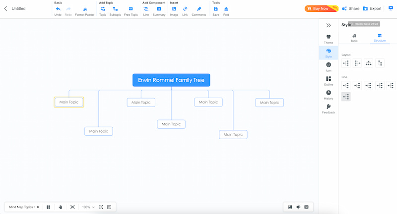 Mindonmap Přidat téma Podtéma