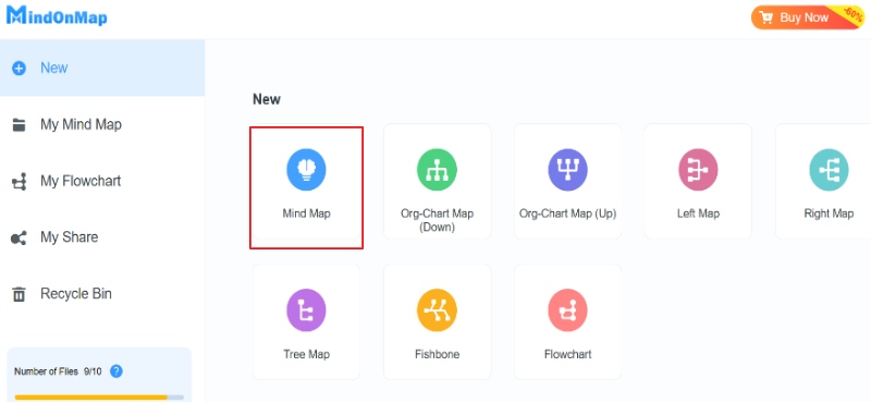 Mindmap Template ကို ရွေးပါ။