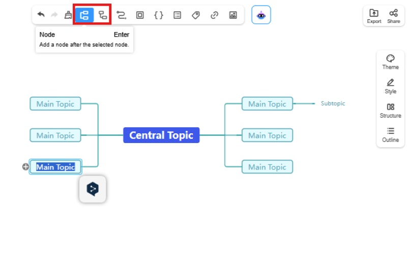 Mind Map-Knoten hinzufügen